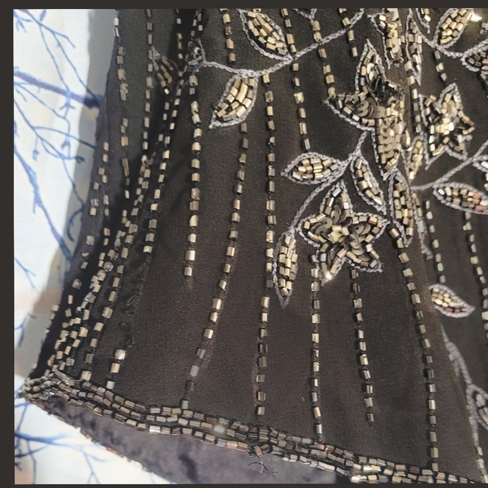 Vintage Black and Silver Embellished Top - Picture 2 of 7